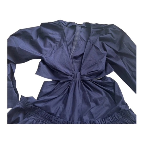 Jason Wu Navy Blue Long Sleeve Cutout Knot Fit & Flare Dress Size large brandnew - Picture 7 of 9